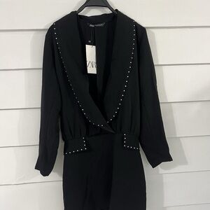 NWT- Zara Black Dress with Silver Studs